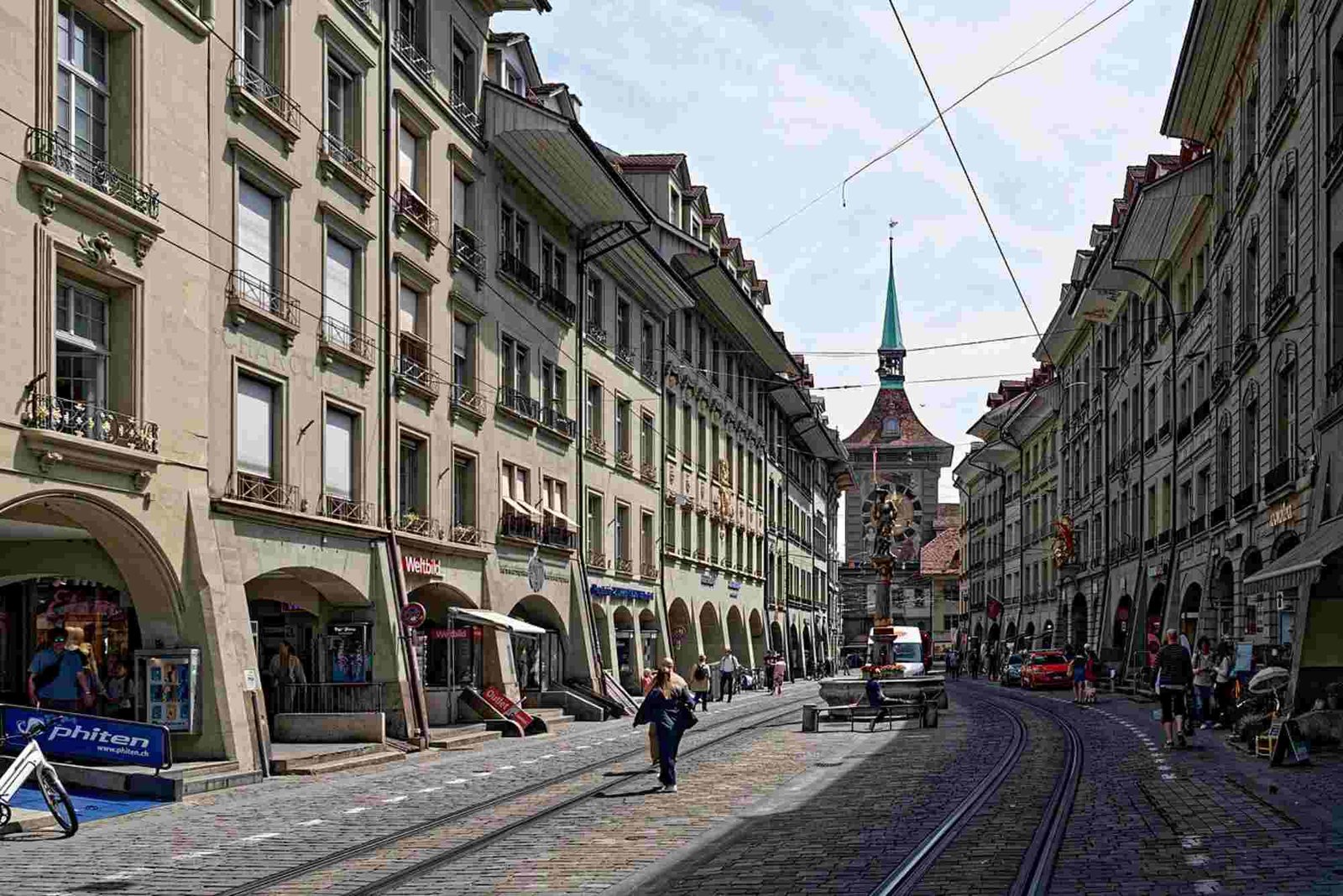 Switzerland Bern: Kramgasse and Marktgasse Stores